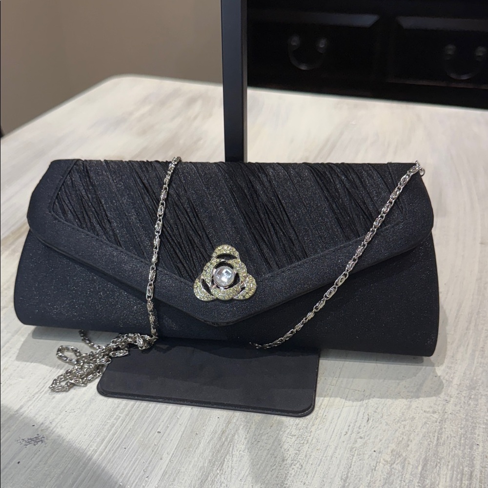 Elegant Black Clutch with Chain Strap